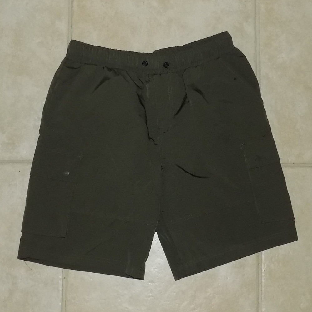 Southpole Cargo Shorts Mens Large‎ Olive Green Elastic Waist Utility Street